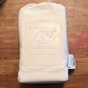Casaluna Linen Blend Flat Sheet - Soft Cream